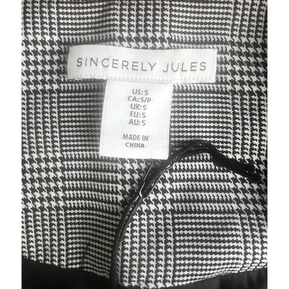 Sincerely Jules Black & White Glen Plaid Sleeveless Vest Womens Size Small - Picture 3 of 11